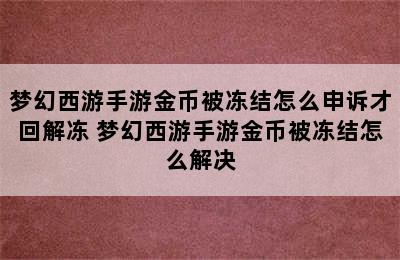 梦幻西游手游金币被冻结怎么申诉才回解冻 梦幻西游手游金币被冻结怎么解决